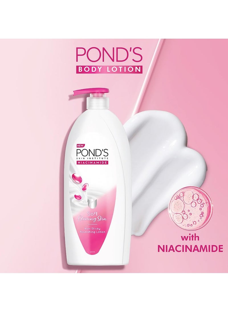 PONDS Moisturizing Body Lotion, 600Ml, For Silky Soft, Smooth, Radiant Skin, With Niacinamide, 3X Moisturization, Lightweight, Non-Sticky, Quick Absorbing - Image 2