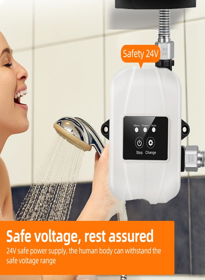 Water Pressure Booster Pump for Home 24V Automatic Shower Water Pressure Booster Silent Water Recirculating Pump with Power Adapter 150W Max Lift 92ft for Sprinklers Shower Kitchen Garden - Image 4