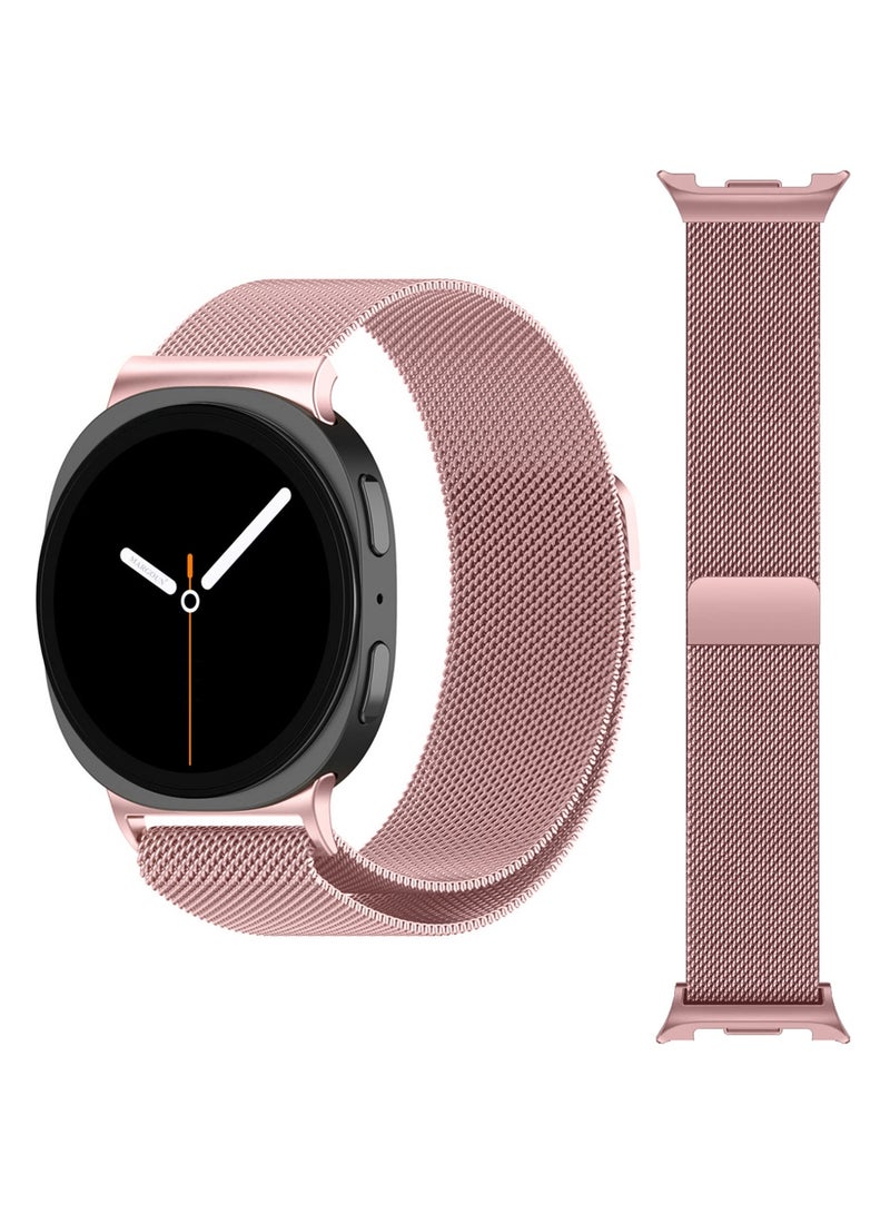 Milanese Metal Band for Samsung Galaxy Watch 8 Band 40mm 44mm/8 Classic 46mm, Mesh Magnetic Stainless Steel Loop Strap - Rose Gold - Image 4