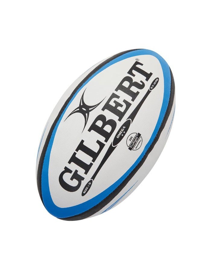 Men's Omega Match Rugby Ball - Blue/Black, Size 5
