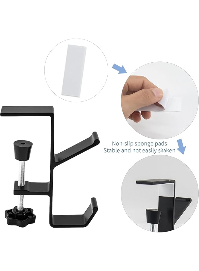 erorex Desk Mount Bag Holder Hook Clamp On Backpack Hanger Portable Desk Mount Headphones Holder Reduce Desk Clutter For Table Desk Under Counter Black  - Image 5