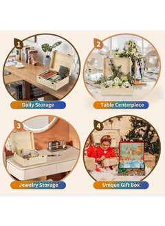 Y&D 9-Slot Mini Wooden Storage Box With Glass Cover Collectibles Display Case Square Wood Organizer Box With Dividers Storage And Organizer Case For Tea Essential Oils Spices And More  - Image 3