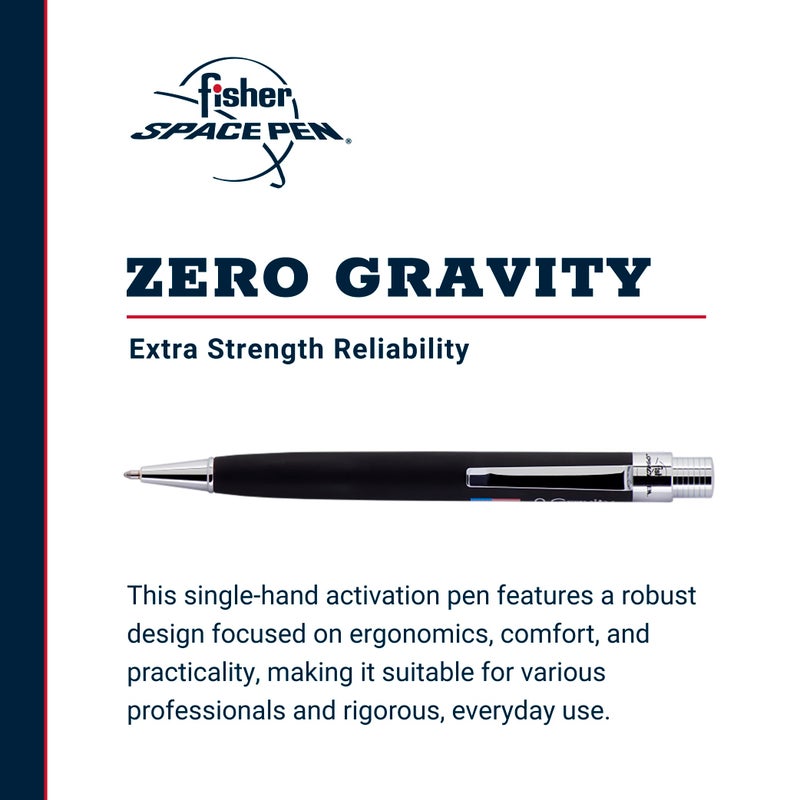 Fisher Space Pen Zero-Gravity Space Pen, U.S. Flag Imprint, Non-Reflective, Ballpoint, Black Rubber Finish, Black Ink, Pocket Clip, Gift Box - Image 2