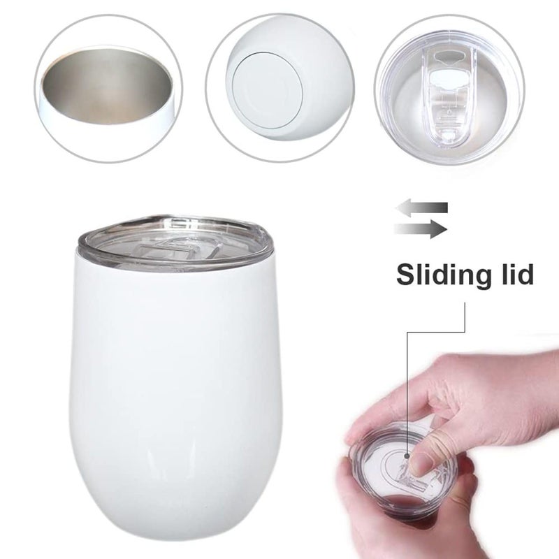 WISHROWS Coffee Mug Wine Tumble With Lid 350ml Stainless Steel Travel Mug Hot Cold Feature Thermal Cup NonSlip Design for Tea Coffee Soda Wine Cocktails Champagne Whiskey Beer - Image 3