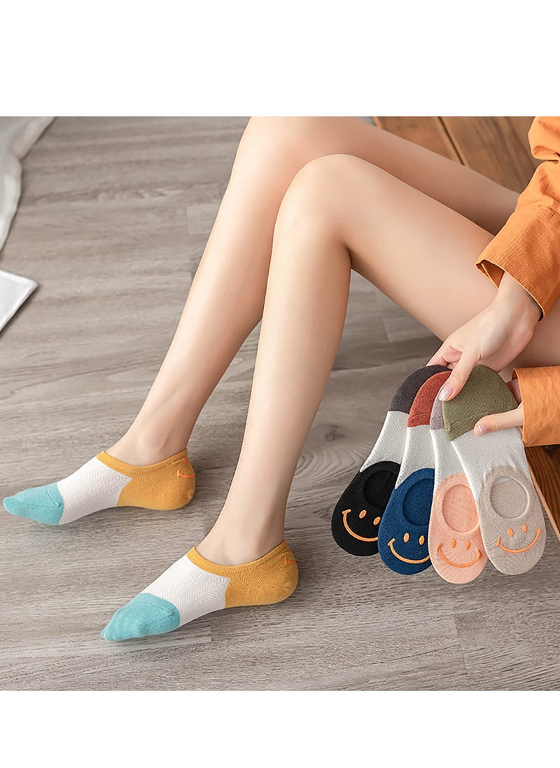 KASTWAVE Women's No-Show Socks 5 Pairs Invisible Cute Socks Women's Low-Cut Socks Hidden Non-Slip Socks Breathable Thin Socks  - Image 4
