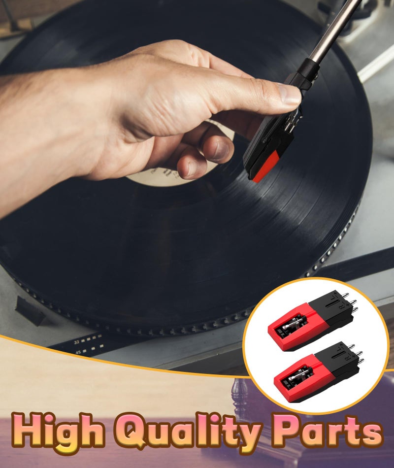 SQUISHCO 2Pcs Record Player Needle, Record Player Cartridge Phonograph, Record Player Turntable Diamond Replacement Stylus - Image 2