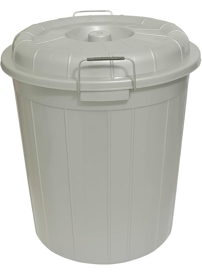 Plastic Storage Drum Bucket with Lid 40L Large Capacity Food Grade Heavy-Duty Container with Metal Handles Multipurpose Bucket for Water, Grains, Laundry, Gardening Outdoor Use Grey - Image 1
