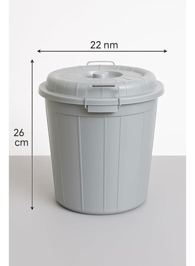 Plastic Storage Drum Bucket with Lid 40L Large Capacity Food Grade Heavy-Duty Container with Metal Handles Multipurpose Bucket for Water, Grains, Laundry, Gardening Outdoor Use Grey - Image 4