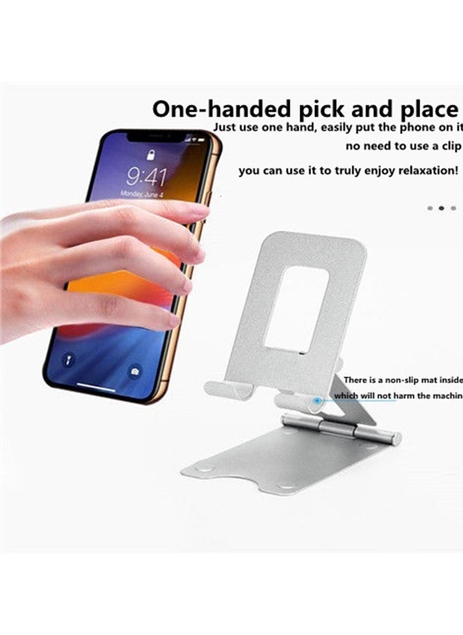 Foldable Phone Holder, 270° Adjustable Viewing Angle, Reserved Charging Port Design, Pocket Size, Silver