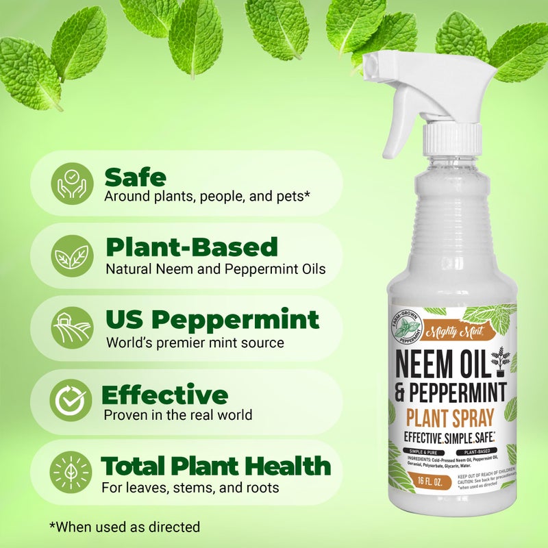 Mighty Mint Neem Oil & Peppermint Cold-Pressed Plant Spray, 16oz - Image 2