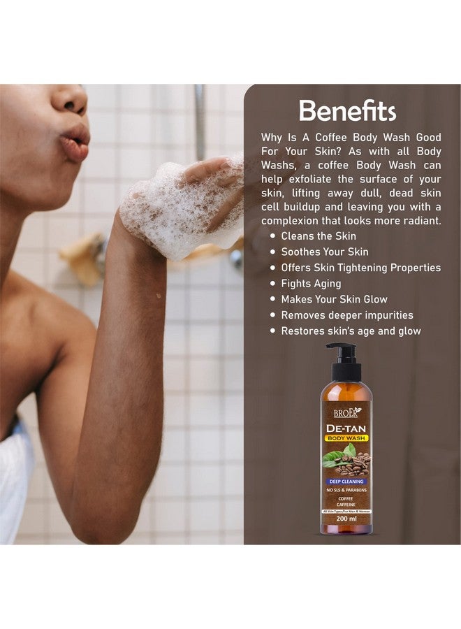 BROER Naturals De-Tan Coffee Body Wash - with Coffee & Caffeine for Deep Cleaning, Removes Excess Oil, Dirt & Grime | Coffee Shower Gel | Caffeine Body wash - (pack of 3) 600ml - Image 2