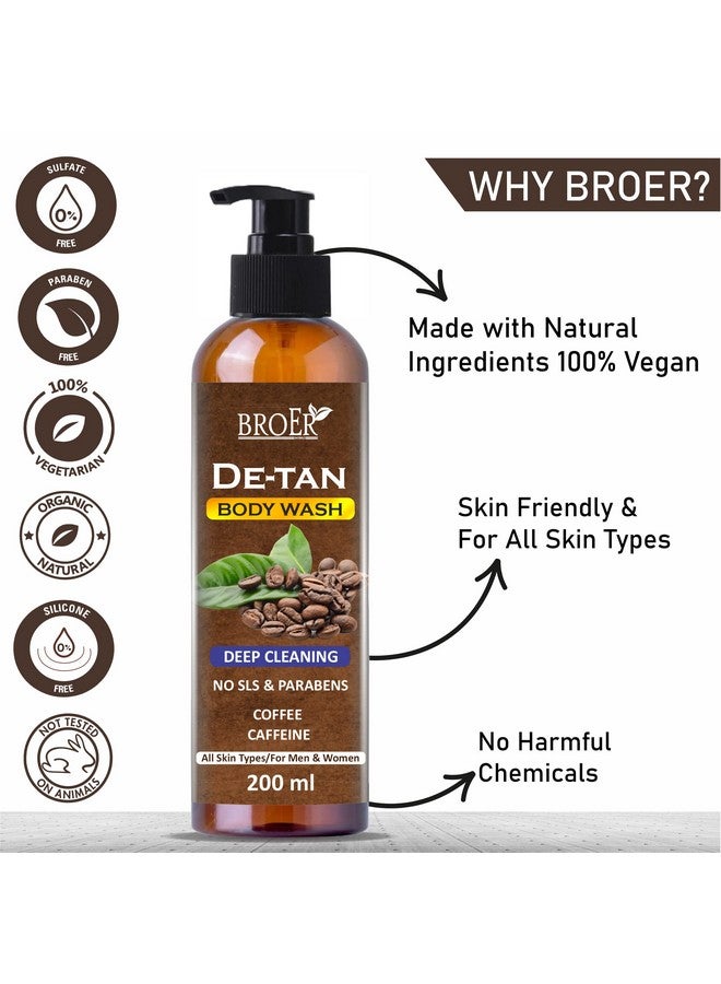 BROER Naturals De-Tan Coffee Body Wash - with Coffee & Caffeine for Deep Cleaning, Removes Excess Oil, Dirt & Grime | Coffee Shower Gel | Caffeine Body wash - (pack of 3) 600ml - Image 3