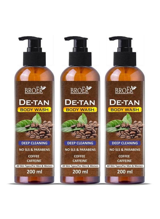 BROER Naturals De-Tan Coffee Body Wash - with Coffee & Caffeine for Deep Cleaning, Removes Excess Oil, Dirt & Grime | Coffee Shower Gel | Caffeine Body wash - (pack of 3) 600ml - Image 1