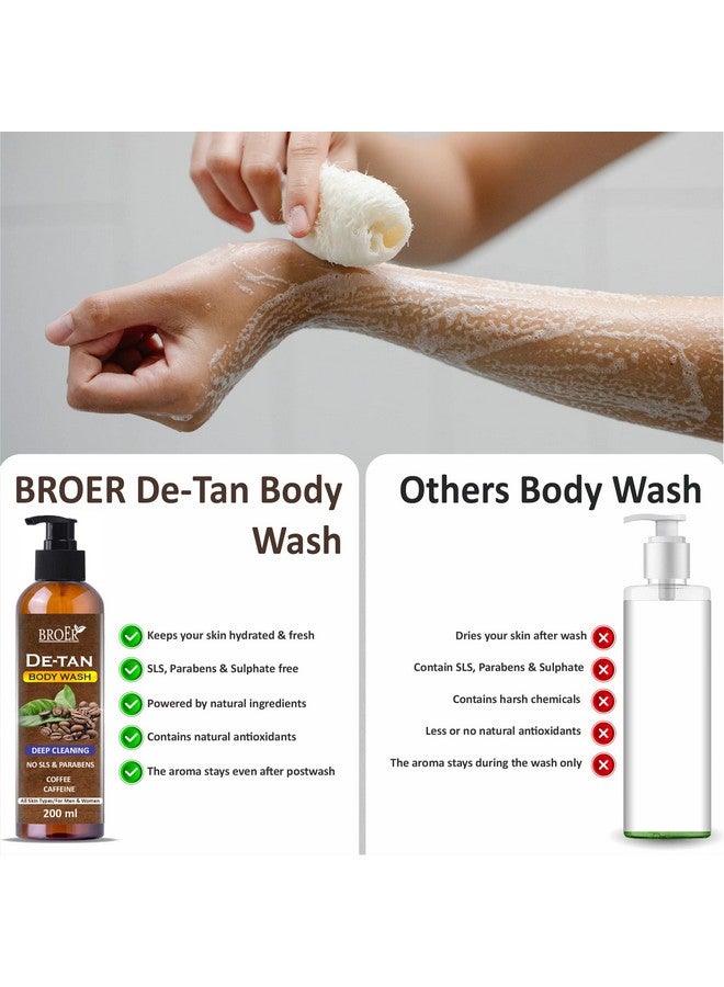 BROER Naturals De-Tan Coffee Body Wash - with Coffee & Caffeine for Deep Cleaning, Removes Excess Oil, Dirt & Grime | Coffee Shower Gel | Caffeine Body wash - (pack of 3) 600ml - Image 5