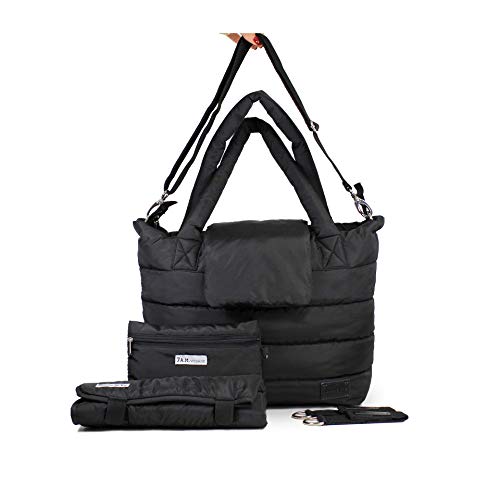 7 A.M 7AM Voyage Baby Diaper Bag – Waterproof Capri Diaper Bag with Crossbody Straps, Multifunctional Baby Travel Bag Tote with Stroller Straps | (Black) - Image 1