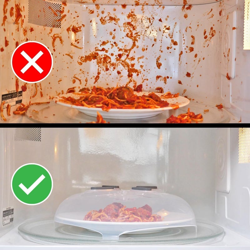 HOVER COVER Magnetic Splatter Cover, 12-Inch Clear BPA-Free Food Lid, Vented Plate Guard with Steam Vents, Anti-Splash Microwave Lid, Dishwasher Safe, Space-Saving Magnetic Storage - Graphite - Image 5