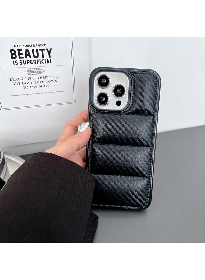 S-TOP Case For iPhone 16 Pro Max Carbon Fiber Texture Down Jacket Phone Case - Image 2