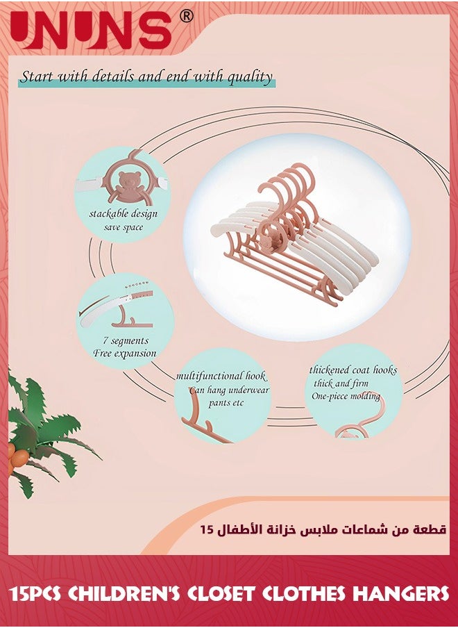 UNUNS 30 حزمة شماعات ملابس للأطفال، شماعات سروال للأطفال حديثي الولادة غير قابلة للانزلاق، شماعات معاطف أطفال قابلة للتعديل للبنات والأولاد، وردي  - Image 3