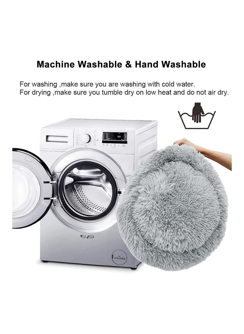 Homify Soft Plush Round Cat Bed, 40x40CM Machine Washable Donut Dog Cat House Waterproof & Slip Resistant Bottom Fluffy Self Warming Pet Bed for Indoor Cats - Image 4