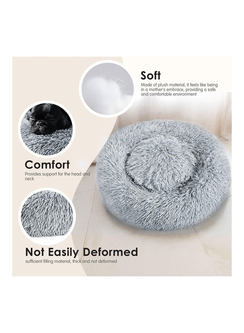 Homify Soft Plush Round Cat Bed, 40x40CM Machine Washable Donut Dog Cat House Waterproof & Slip Resistant Bottom Fluffy Self Warming Pet Bed for Indoor Cats - Image 3