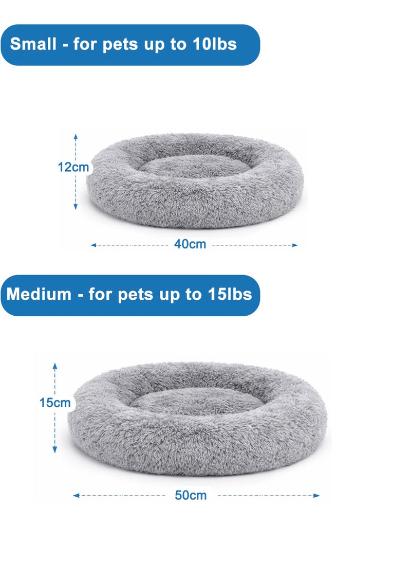 Homify Soft Plush Round Cat Bed, Small Machine Washable Donut Kitten Beds, Waterproof & Slip Resistant Bottom, Fluffy Self Warming Pet Bed for Indoor Cats - Image 5