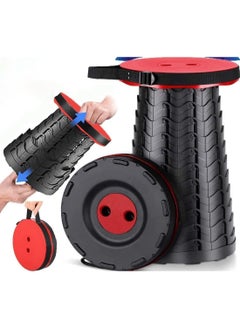 Generic Upgraded-Portable Collapsible Folding Stool, Retractable Telescoping Foldable Camping Stool for Adults for Outdoor Fishing Hiking Gardening Travel BBQ Red.  - Image 1