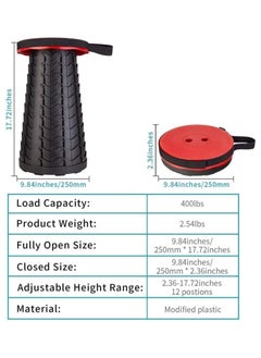 Generic Upgraded-Portable Collapsible Folding Stool, Retractable Telescoping Foldable Camping Stool for Adults for Outdoor Fishing Hiking Gardening Travel BBQ Red.  - Image 2