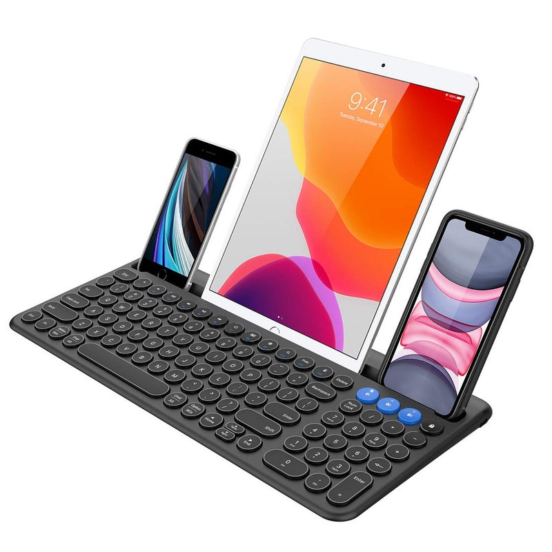 Arteck Wireless Bluetooth Keyboard for Windows, iOS, Android, Computer, Laptop, Smartphone - Multi-Functional with Built-in Cradle - Image 1