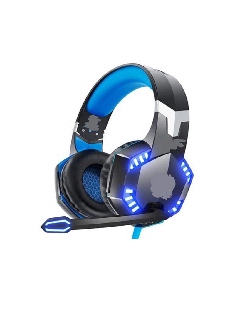 Gaming Headset for PS5, PS4, Xbox One, PC, Laptop – Surround Sound, Noise-Cancelling Mic, LED Lights, Over-Ear Design