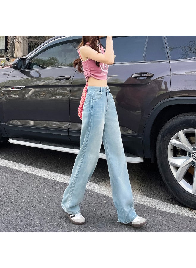 EPTISON vintage Washed Women's Jeans - 2025 Summer Thin Comfortable Floor-length Wide-leg Pants - Image 5