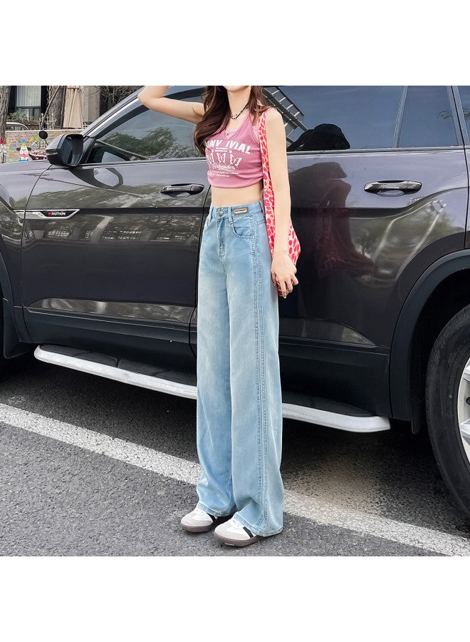 EPTISON vintage Washed Women's Jeans - 2025 Summer Thin Comfortable Floor-length Wide-leg Pants - Image 2