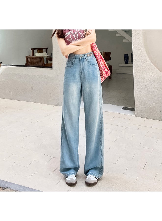 EPTISON vintage Washed Women's Jeans - 2025 Summer Thin Comfortable Floor-length Wide-leg Pants - Image 3