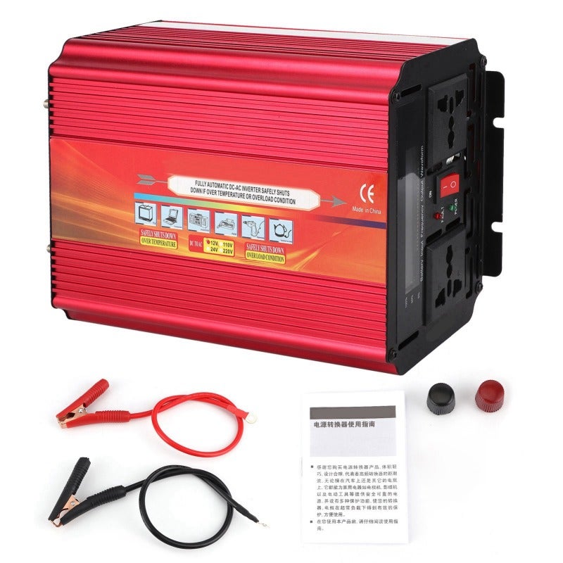 2000W Power Inverter: DC 12V To AC Converter With LCD Display, Dual Cooling Fans, Aluminum Alloy Shell - Multi-Safety Protection, Dual Universal Sockets For Car, Outdoor, Home Emergency Use - Image 1