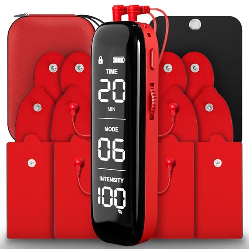 FOXPEED TENS Unit Muscle Stimulator,Dual Channel,Upgrade 6 Modes 20 Levels Intensity,Compact and Rechargeable TENS EMS Machine for Pain Relief,One-Key Intensity Control for Physical Therapy Shoulder Recovery - Image 1