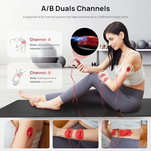 FOXPEED TENS Unit Muscle Stimulator,Dual Channel,Upgrade 6 Modes 20 Levels Intensity,Compact and Rechargeable TENS EMS Machine for Pain Relief,One-Key Intensity Control for Physical Therapy Shoulder Recovery - Image 3