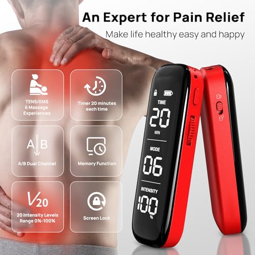 FOXPEED TENS Unit Muscle Stimulator,Dual Channel,Upgrade 6 Modes 20 Levels Intensity,Compact and Rechargeable TENS EMS Machine for Pain Relief,One-Key Intensity Control for Physical Therapy Shoulder Recovery - Image 2
