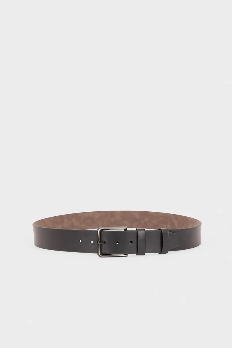 ديفاكتو Man Rectangle Clasp Faux Leather Denim Belt