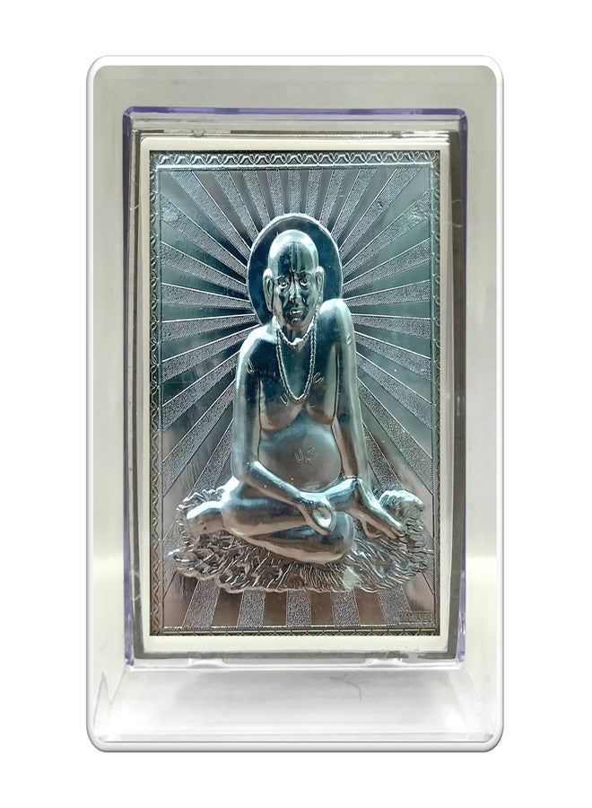 ARTSMINE 999 Silver Swami Samarth Frame | Pure Silver Sheet with Acrylic Stand|With Purity Certificate|Ideal for Pooja Room, Corporate & Diwali Gift - 1 Unit (11 × 9 CM) - Image 1
