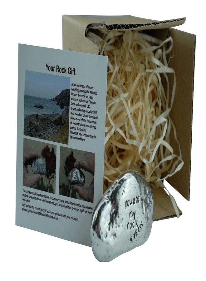 Pirantin 4th Anniversary You are My Rock Gift Idea - Solid Metal Heavy Polished Rock Gift for 4 Year Anniversary - Image 1