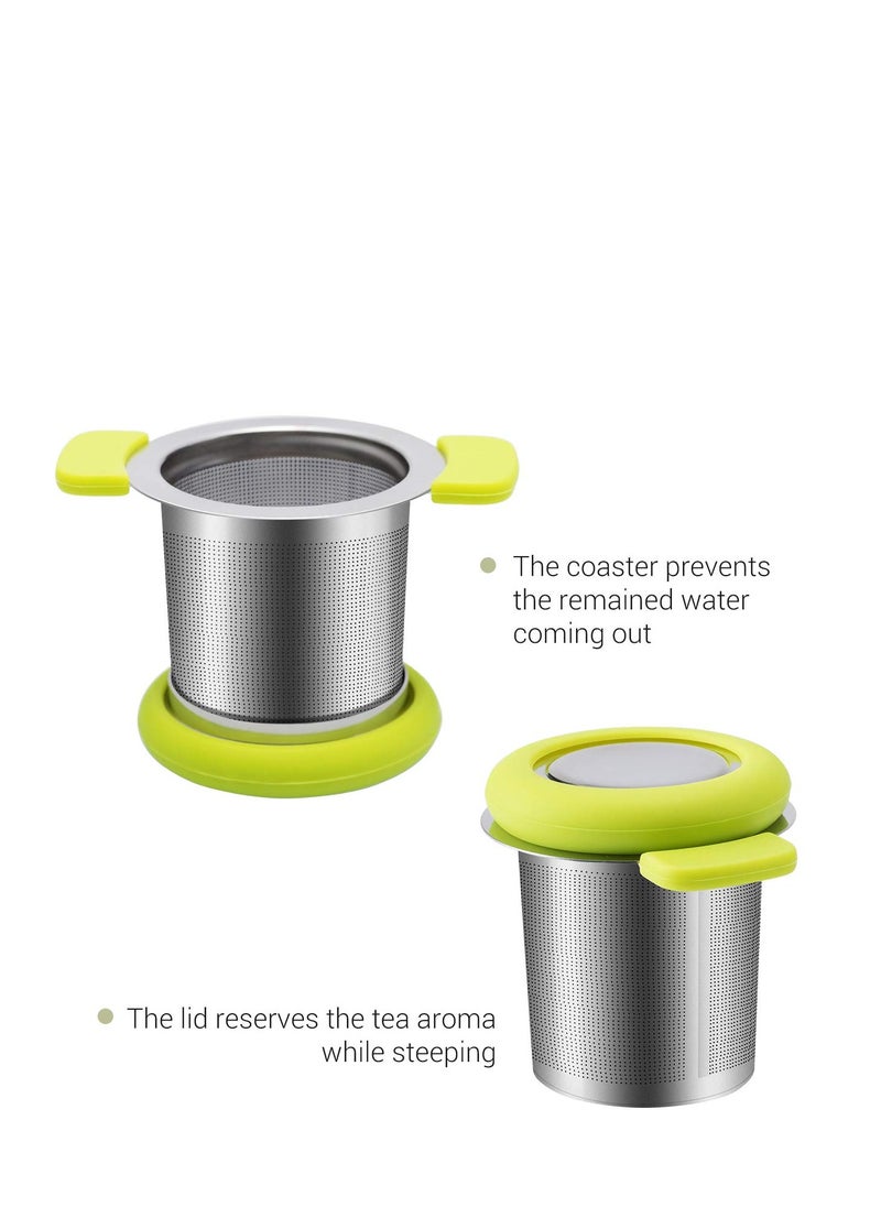 Tea Infuser with Anti-Scald Lid 18/8 Stainless Steel Tea Strainer Large Capacity Tea Filters Food-Safe Loose Tea Infuser Brewing Basket Mesh Strainer Pack of 2