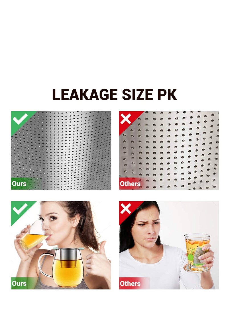Tea Infuser with Anti-Scald Lid 18/8 Stainless Steel Tea Strainer Large Capacity Tea Filters Food-Safe Loose Tea Infuser Brewing Basket Mesh Strainer Pack of 2