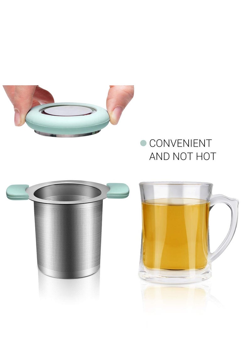 Tea Infuser with Anti-Scald Lid 18/8 Stainless Steel Tea Strainer Large Capacity Tea Filters Food-Safe Loose Tea Infuser Brewing Basket Mesh Strainer Pack of 2