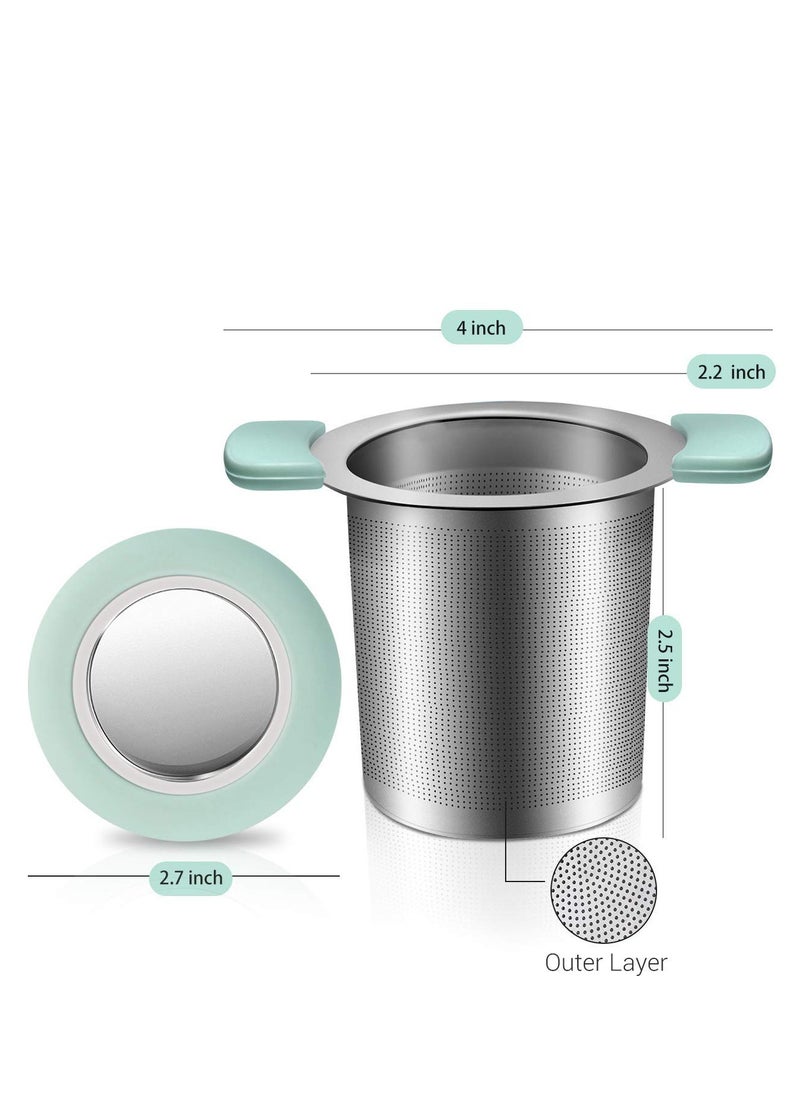 Tea Infuser with Anti-Scald Lid 18/8 Stainless Steel Tea Strainer Large Capacity Tea Filters Food-Safe Loose Tea Infuser Brewing Basket Mesh Strainer Pack of 2