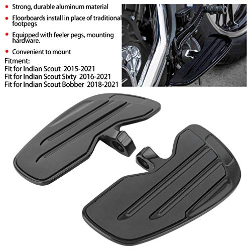 Akozon For Indian Bobber Front Floorboards Aluminum Foot Pegs Footboard for Indian/Sixty/Bobber 2015‑2021(Black) - Image 2
