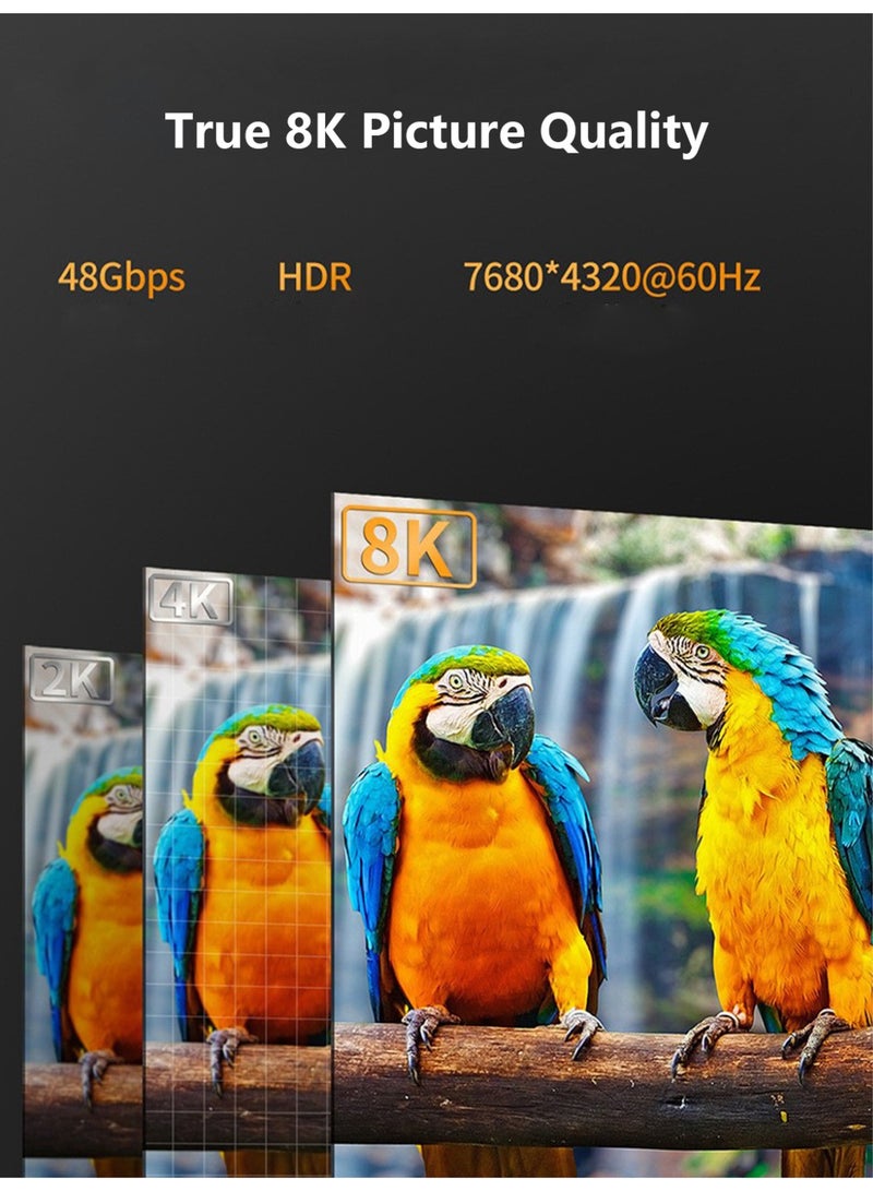 MOLEWHALE 8K HDMI 2.1 Cable - Support 8K@60Hz, 4K@144Hz, 2K@240Hz, 1080P@360Hz, 48Gbps, 3D, HDR, HDCP, eARC, Dolby - Ultra High Speed HDMI Cord for Laptop, Computer, Monitor, Projectors, TV, PS4, PS5, Xbox, Switch, HDTV - Image 5