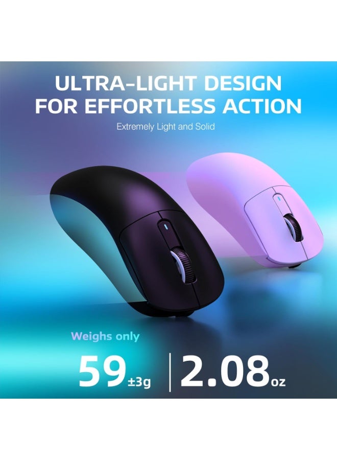 هجوم القرش ماوس ألعاب لاسلكي خفيف الوزن X3PRO بدقة 4K/8K مع وضع ثلاثي (سلكي/2.4 جيجاهرتز/بلوتوث)، مستشعر بصري PAW3395، دقة 26 ألف نقطة في البوصة، مفتاح Kailh GM8.0، بطارية طويلة، 7 أزرار لأجهزة الكمبيوتر الشخصية/اللاب توب/ويندوز/ماك - أسود - Image 4