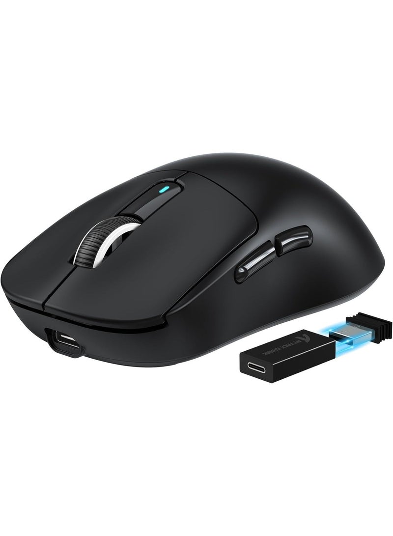 Attack Shark X3PRO 4K/8K Lightweight Wireless Gaming Mouse with Tri-Mode (Wired/2.4GHz/BT), PAW3395 Optical Sensor, 26K DPI, Kailh GM8.0 Switch, Long Battery, 7 Buttons for PC/Laptop/Win/Mac - Black - Image 1