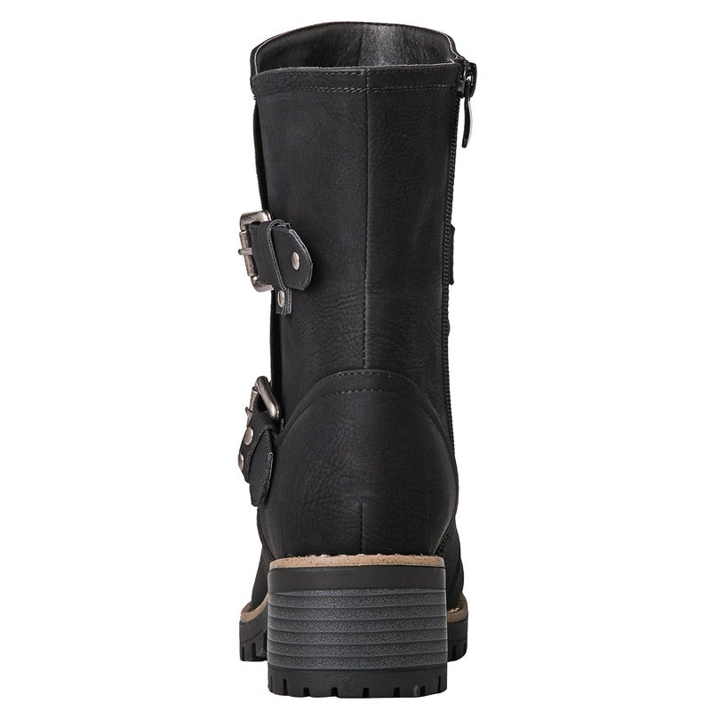 GLOBALWIN Lace up Mid Calf Motorcycle Fashion Festival Boots Combat Riding Military Boots for Women Black Size 10 - Image 5