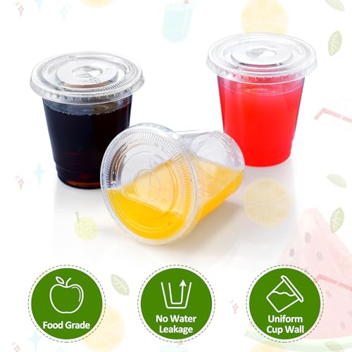 Eupako 8 oz Plastic Cups with Lids, Clear Disposable Cups with Flat Lids, Cold Drink Containers Pack of 50 - Image 3