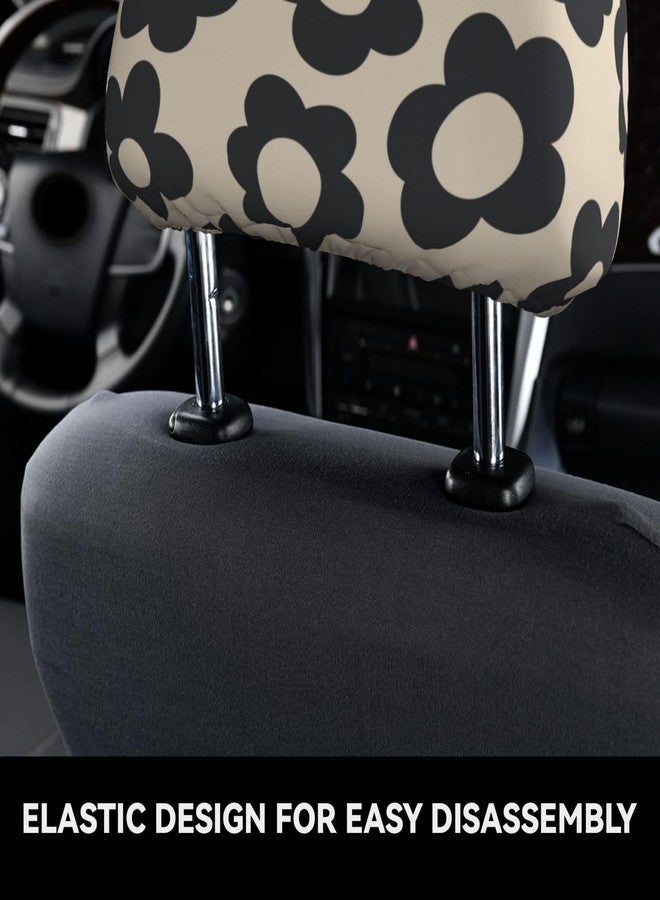 YANGDADA Vintage Groovy Flowers Cute Car Head Rest Covers 2 Piece Elastic Car Seat Headrest Protector Universal Fit Most Vehicles Auto Interior Accessories for Women Men - Image 4
